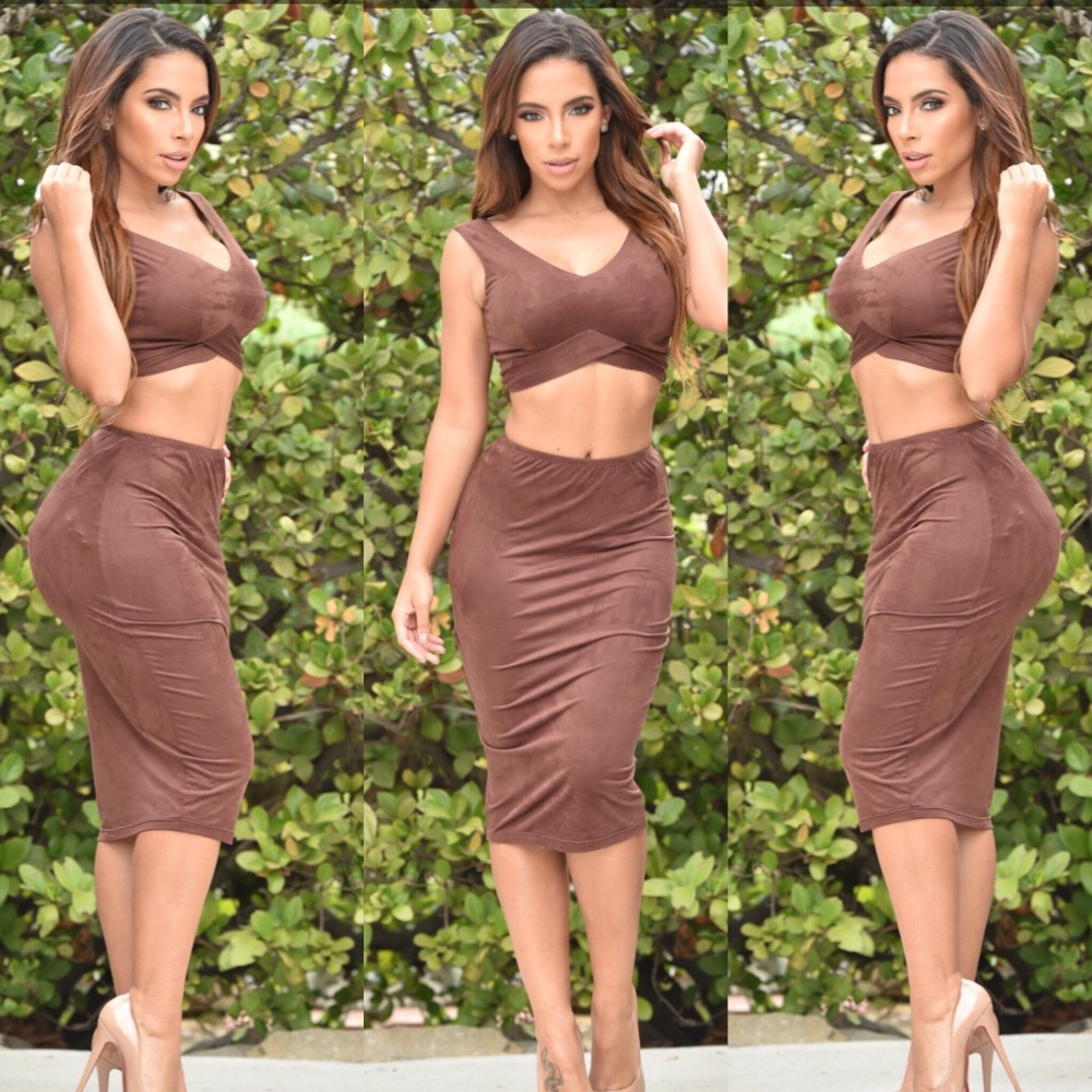 Fashion Nova faux suede matching set